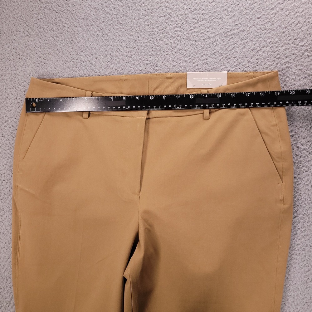 CHICOS Pants Size XL/16 (3) Tan Straight Leg Capri Crop Twill Stretch NEW - Picture 8 of 13